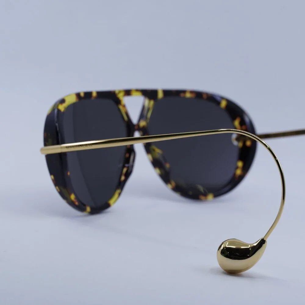 Bottega Veneta BV1273S 005 Sunglasses Havana Gold Geometric Frame, Grey Lenses - Picture 8 of 12